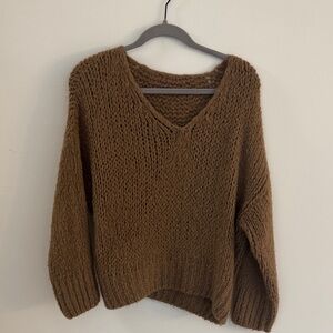 Elegant V-Neck Brown Sweater